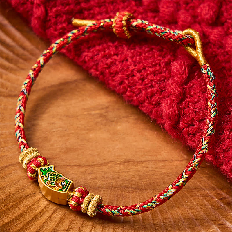 Buddha Stones Hand-Woven String Koi Fish Strength Rope Bracelet