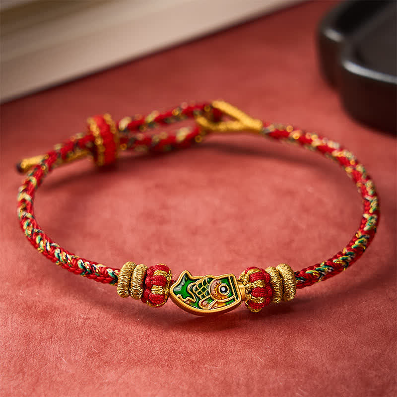 Buddha Stones Hand-Woven String Koi Fish Strength Rope Bracelet