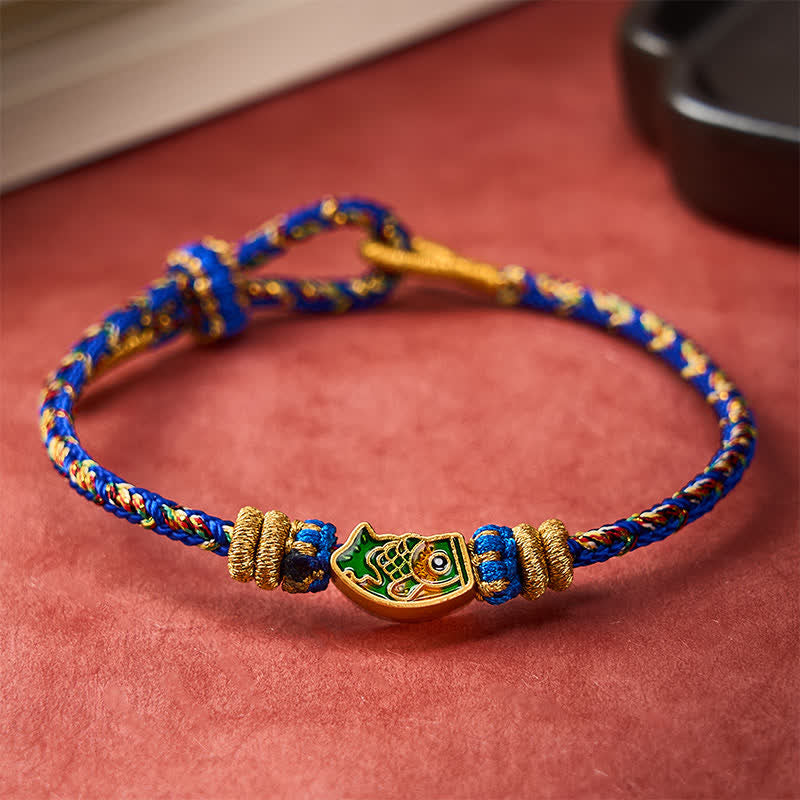 Buddha Stones Hand-Woven String Koi Fish Strength Rope Bracelet