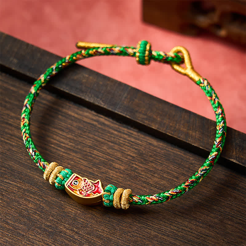 Buddha Stones Hand-Woven String Koi Fish Strength Rope Bracelet