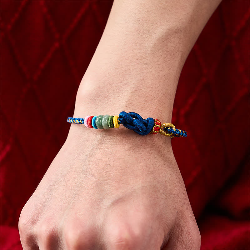 Buddha Stones Hand-Woven Chinese Knotting Luck Jade String Bracelet