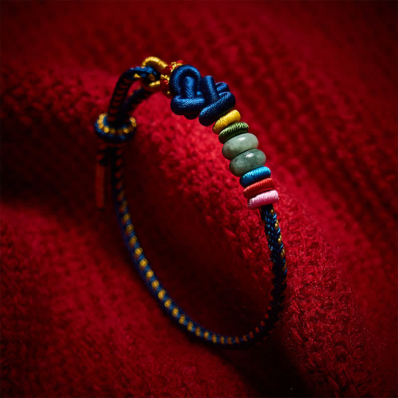 Buddha Stones Hand-Woven Chinese Knotting Luck Jade String Bracelet