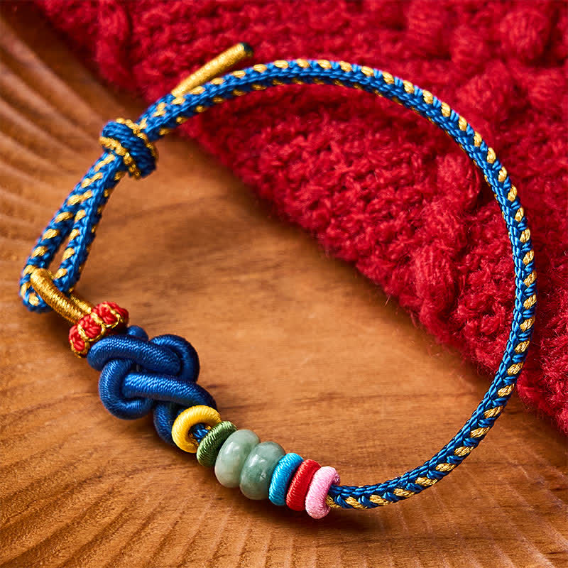 Buddha Stones Hand-Woven Chinese Knotting Luck Jade String Bracelet