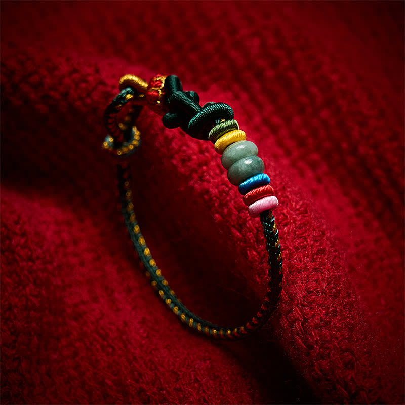 Buddha Stones Hand-Woven Chinese Knotting Luck Jade String Bracelet