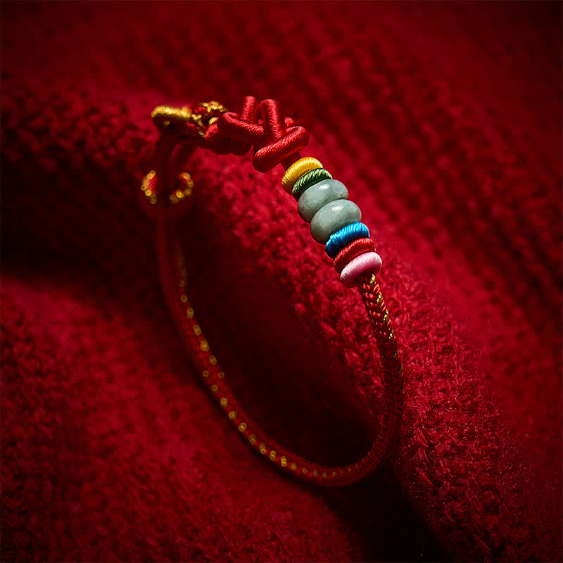 Buddha Stones Hand-Woven Chinese Knotting Luck Jade String Bracelet