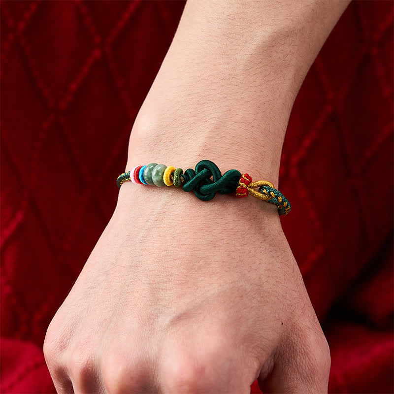 Buddha Stones Hand-Woven Chinese Knotting Luck Jade String Bracelet