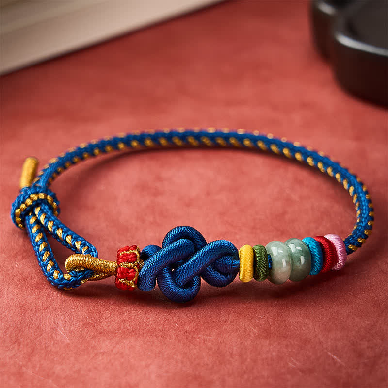 Buddha Stones Hand-Woven Chinese Knotting Luck Jade String Bracelet