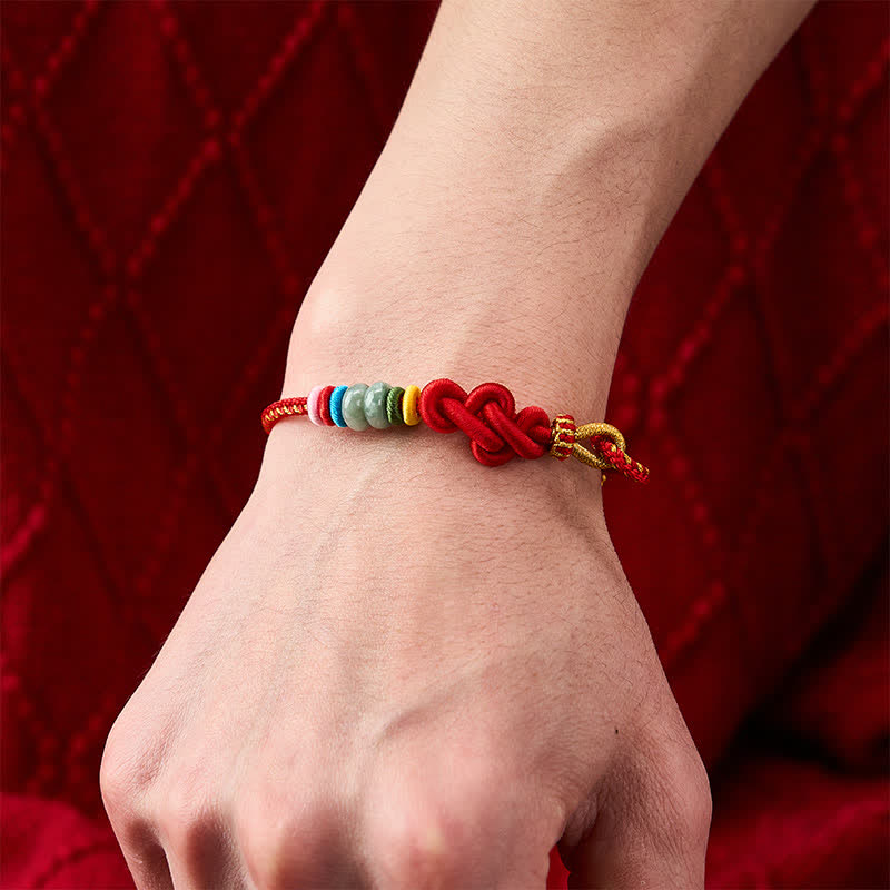 Buddha Stones Hand-Woven Chinese Knotting Luck Jade String Bracelet