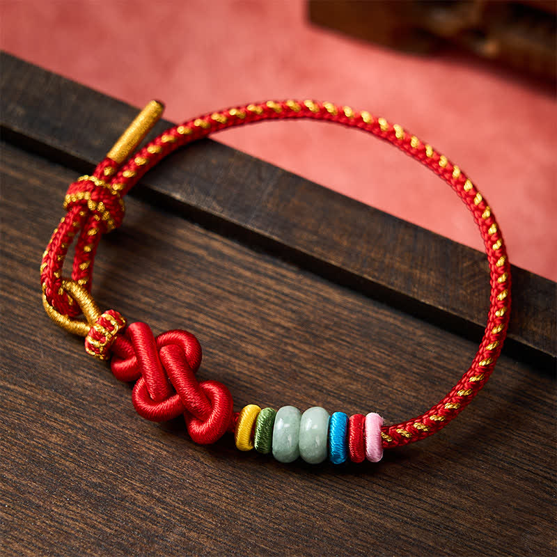 EverestArtstudios Hand-Woven Chinese Knotting Luck Jade String Bracelet