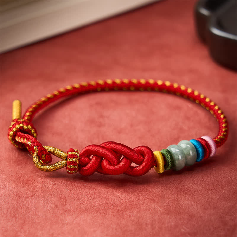 Buddha Stones Hand-Woven Chinese Knotting Luck Jade String Bracelet