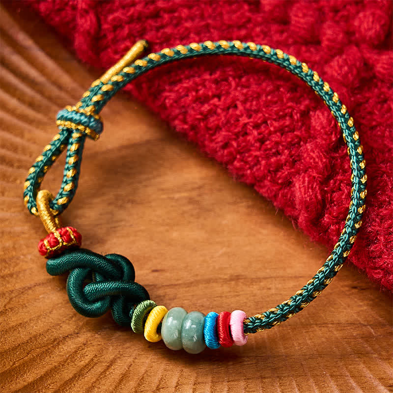 Buddha Stones Hand-Woven Chinese Knotting Luck Jade String Bracelet