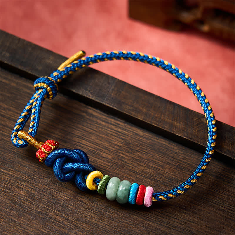 Buddha Stones Hand-Woven Chinese Knotting Luck Jade String Bracelet