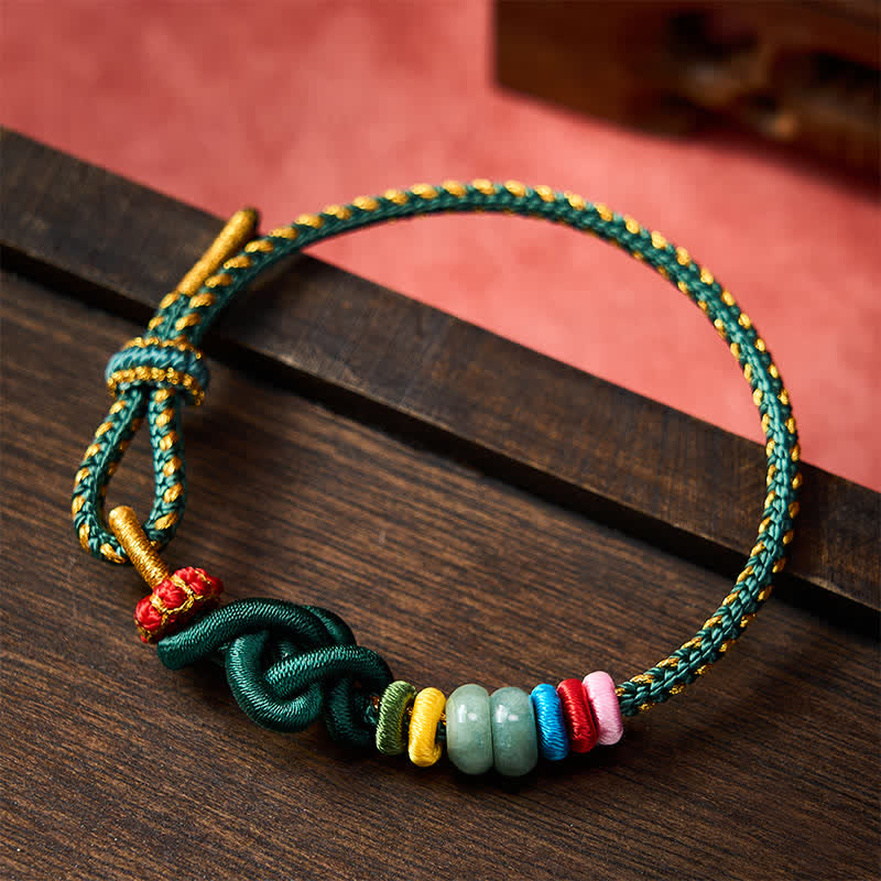 Buddha Stones Hand-Woven Chinese Knotting Luck Jade String Bracelet