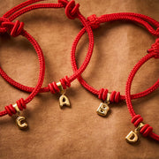 Buddha Stones Titanium Steel Letter Red String Faith Bracelet