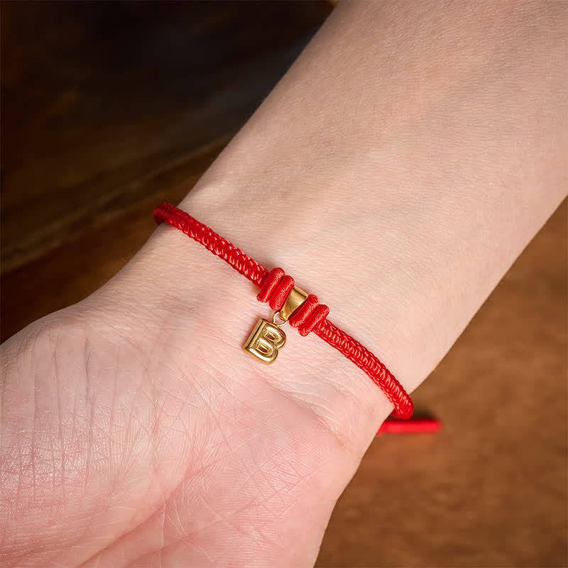 Buddha Stones Titanium Steel Letter Red String Faith Bracelet