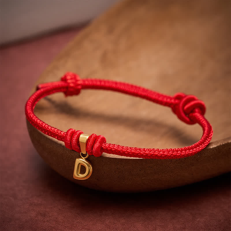 Buddha Stones Titanium Steel Letter Red String Faith Bracelet