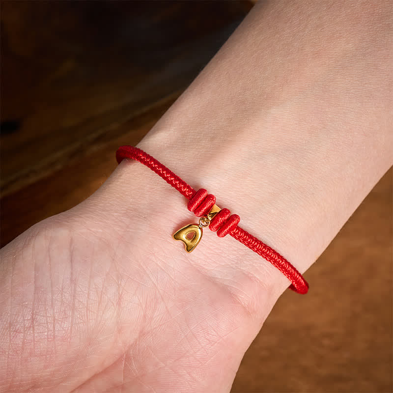 Buddha Stones Titanium Steel Letter Red String Faith Bracelet