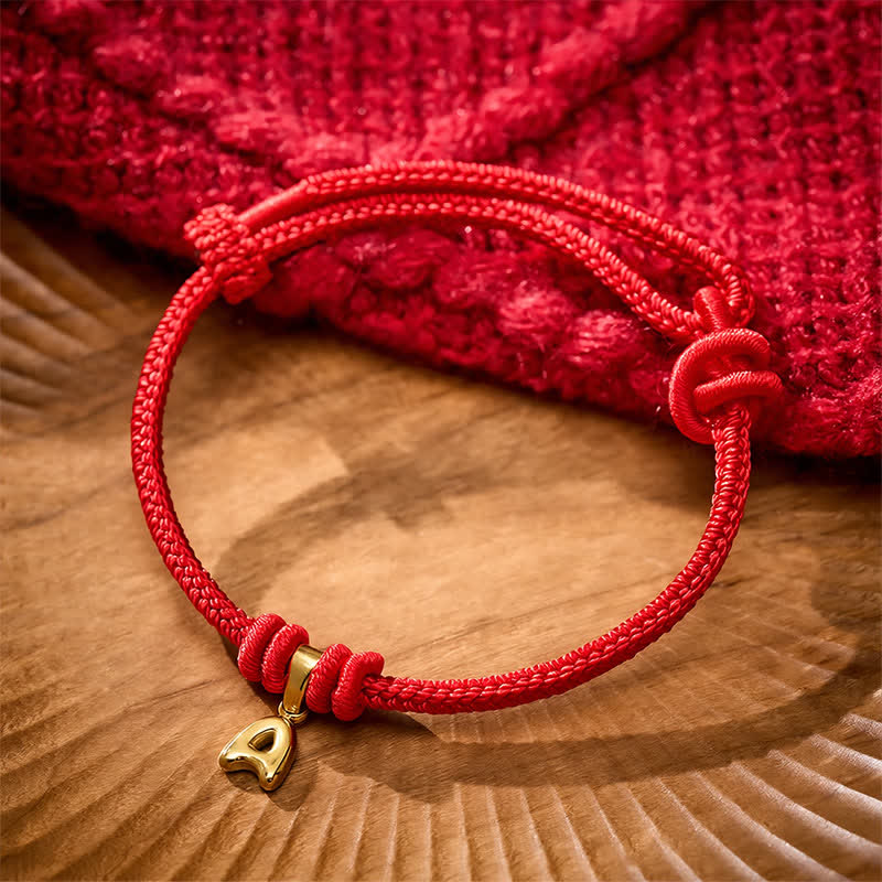 Buddha Stones Titanium Steel Letter Red String Faith Bracelet