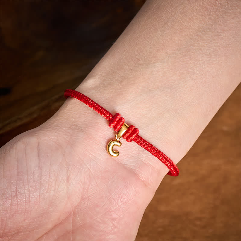 Buddha Stones Titanium Steel Letter Red String Faith Bracelet