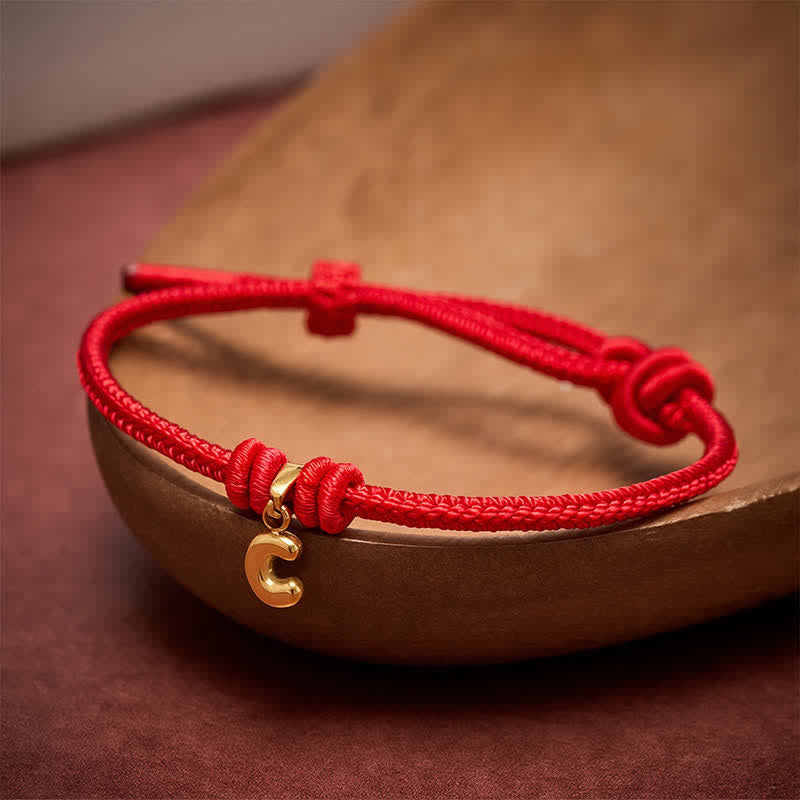 Buddha Stones Titanium Steel Letter Red String Faith Bracelet
