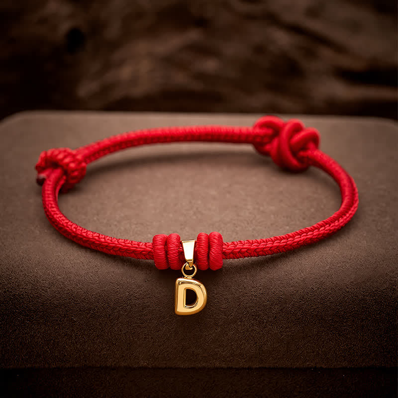 Buddha Stones Titanium Steel Letter Red String Faith Bracelet