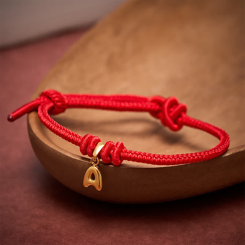 Buddha Stones Titanium Steel Letter Red String Faith Bracelet