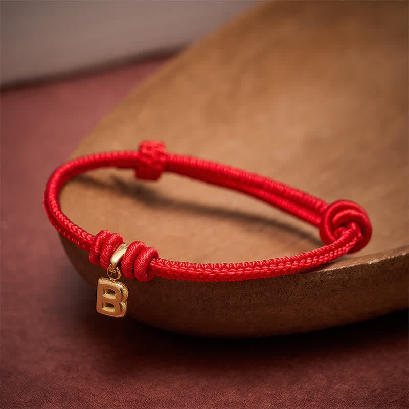 Buddha Stones Titanium Steel Letter Red String Faith Bracelet