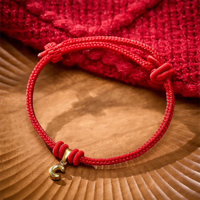 Buddha Stones Titanium Steel Letter Red String Faith Bracelet