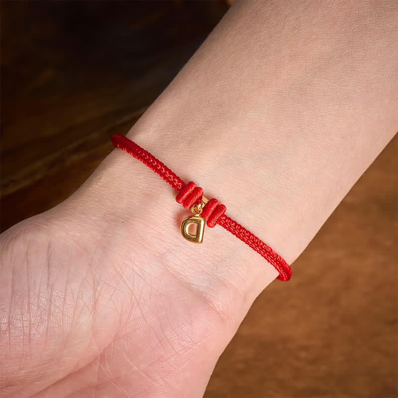 Buddha Stones Titanium Steel Letter Red String Faith Bracelet
