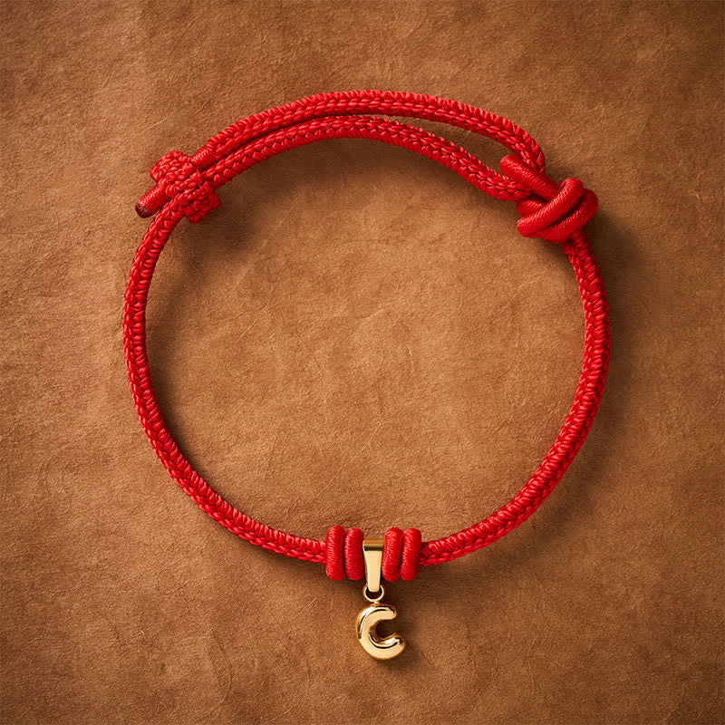 Buddha Stones Titanium Steel Letter Red String Faith Bracelet