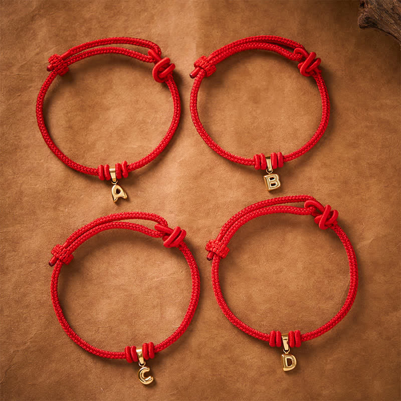 Buddha Stones Titanium Steel Letter Red String Faith Bracelet