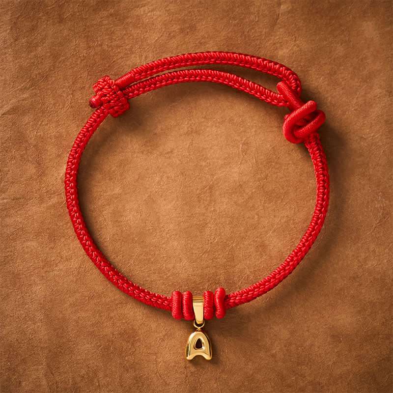 Buddha Stones Titanium Steel Letter Red String Faith Bracelet