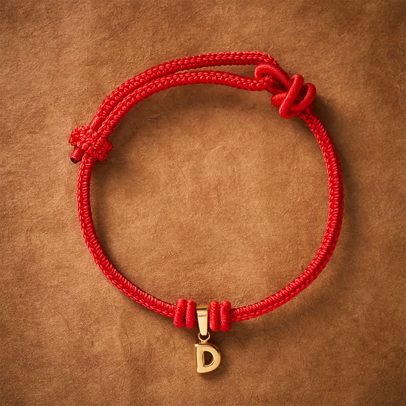 Buddha Stones Titanium Steel Letter Red String Faith Bracelet