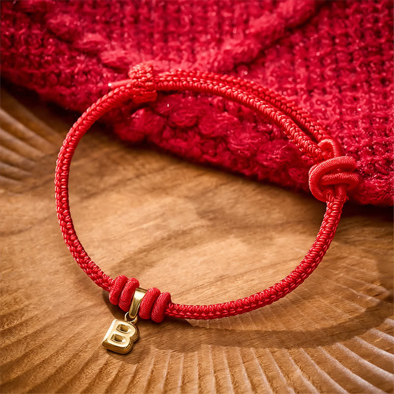 Buddha Stones Titanium Steel Letter Red String Faith Bracelet