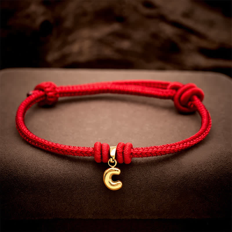 Buddha Stones Titanium Steel Letter Red String Faith Bracelet
