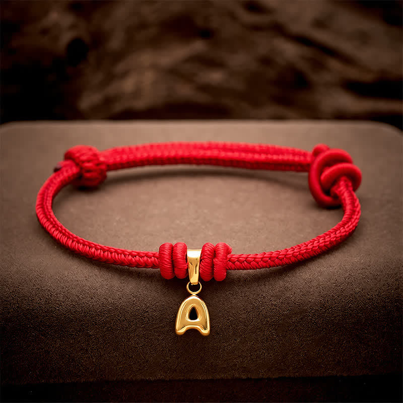 Buddha Stones Titanium Steel Letter Red String Faith Bracelet