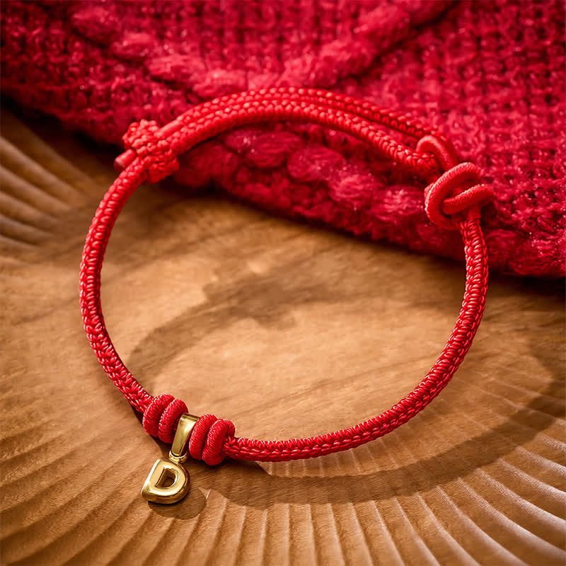 Buddha Stones Titanium Steel Letter Red String Faith Bracelet