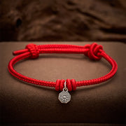 Buddha Stones 925 Sterling Silver Bagua Red String Connection Bracelet