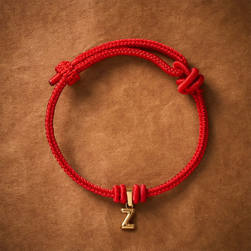 Buddha Stones Titanium Steel Letter Red String Faith Bracelet