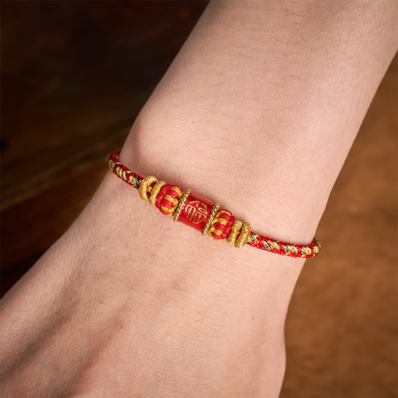 Buddha Stones Fu Character Red String Fortune Bracelet