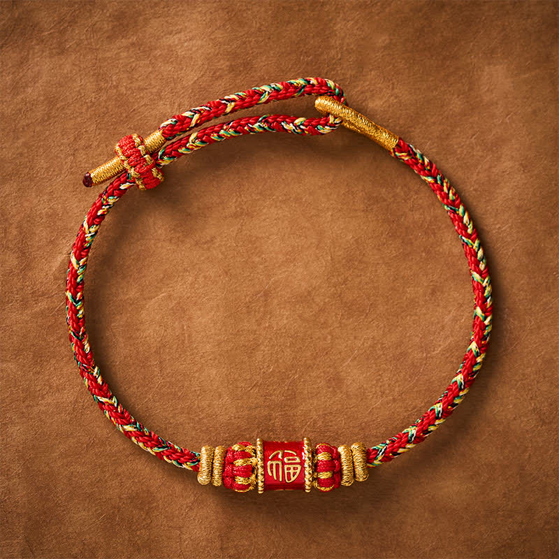 Buddha Stones Fu Character Red String Fortune Bracelet