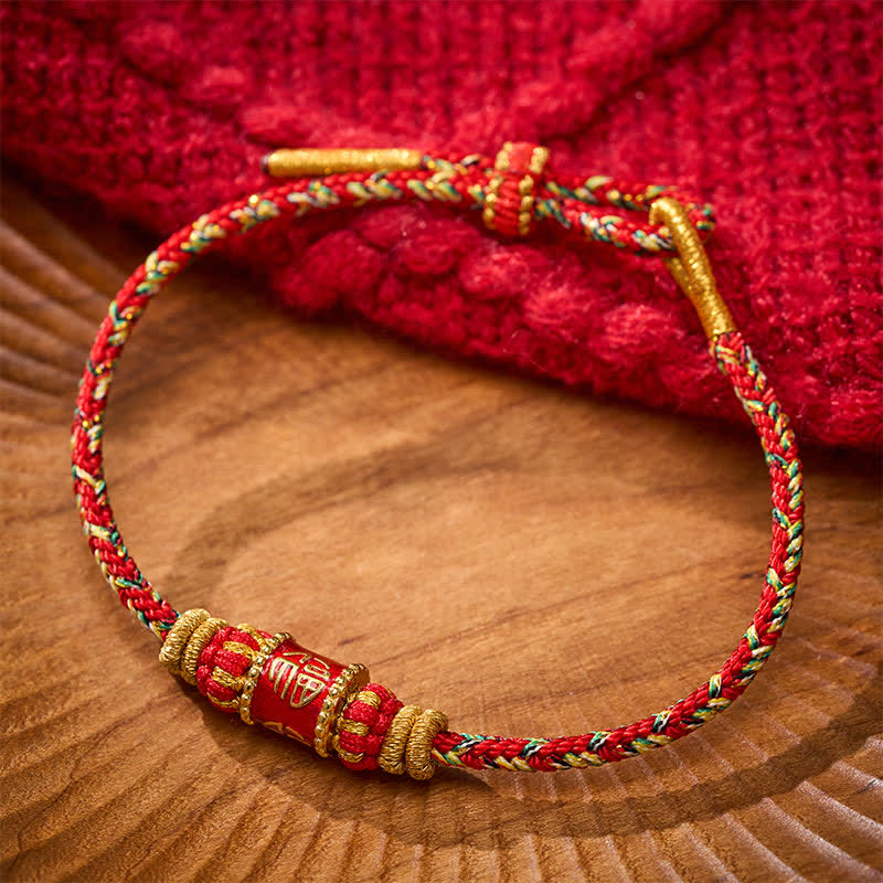 Buddha Stones Fu Character Red String Fortune Bracelet