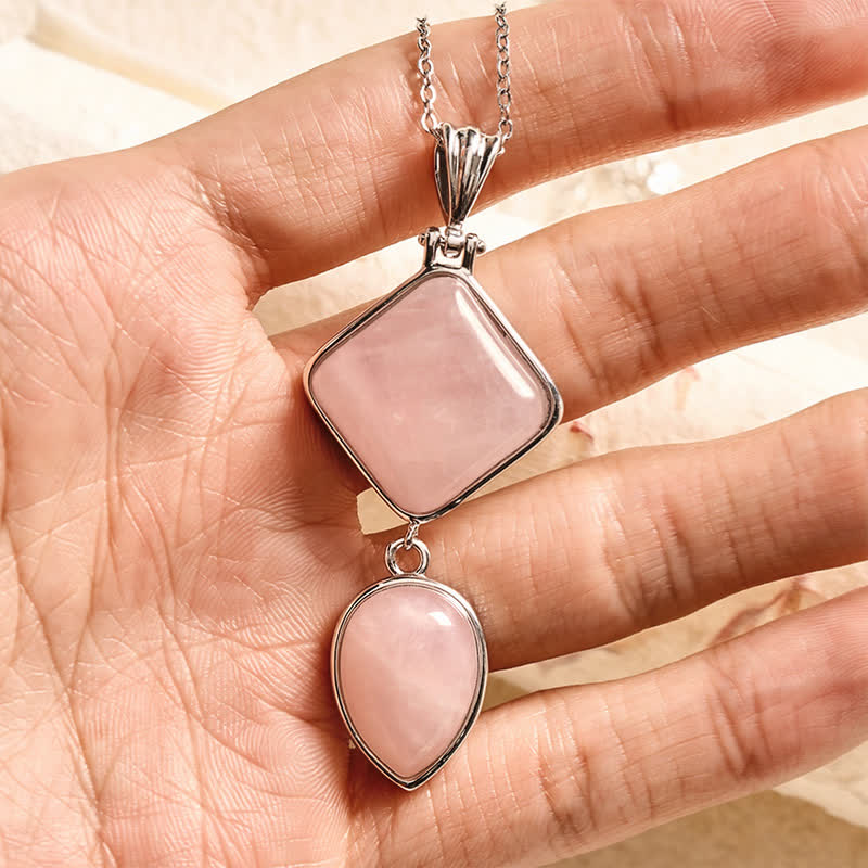 Buddha Stones Natural Stone Opal Double Pendant Calm Necklace