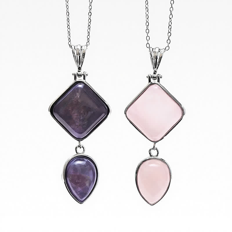 Buddha Stones Natural Stone Opal Double Pendant Calm Necklace