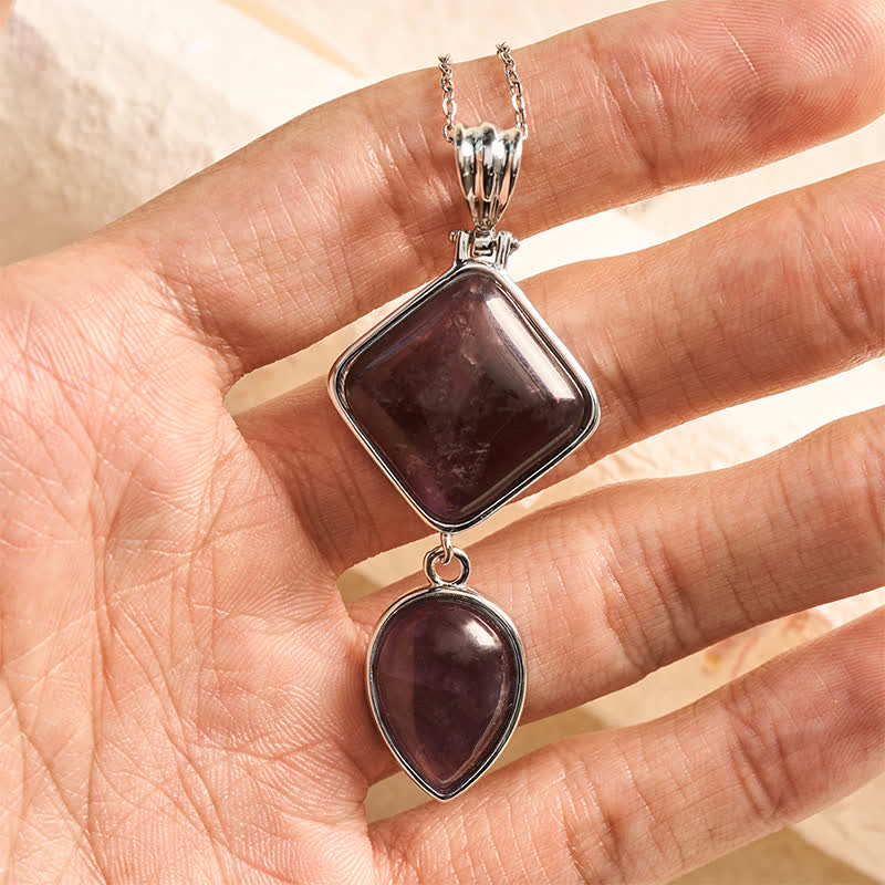 Buddha Stones Natural Stone Opal Double Pendant Calm Necklace