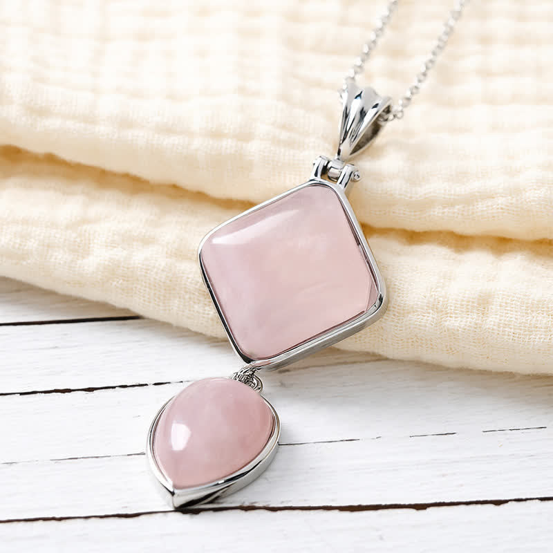 Buddha Stones Natural Stone Opal Double Pendant Calm Necklace