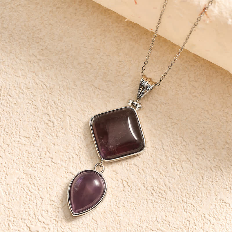 Buddha Stones Natural Stone Opal Double Pendant Calm Necklace