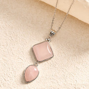 Buddha Stones Natural Stone Opal Double Pendant Calm Necklace