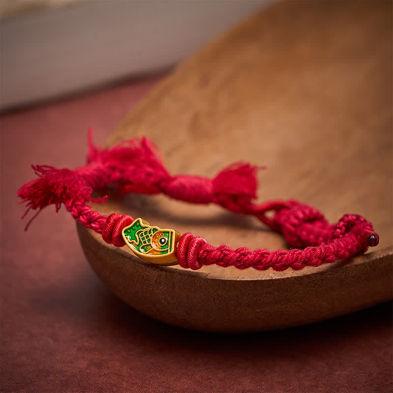 Buddha Stones Auspicious Red String Koi Fish Success Bracelet
