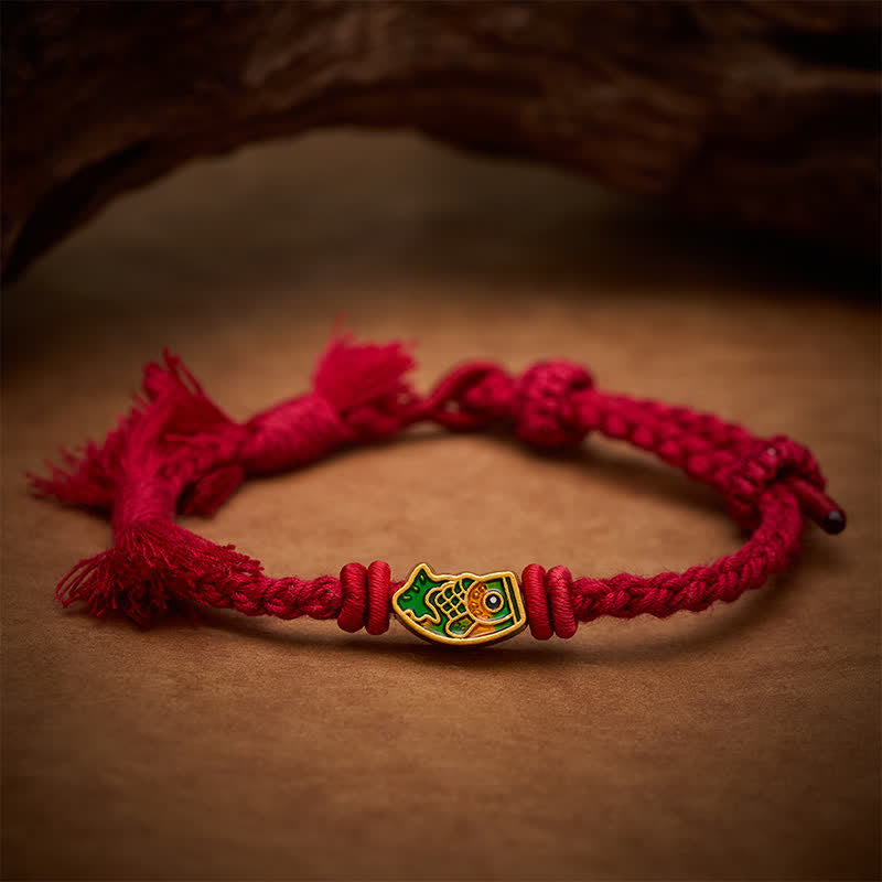 Buddha Stones Auspicious Red String Koi Fish Success Bracelet